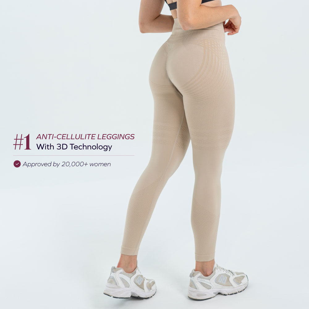 3D Sculpt Beige Leggings