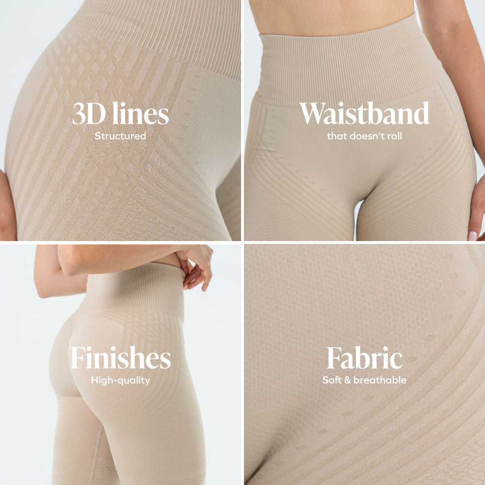 3D Sculpt Beige Leggings