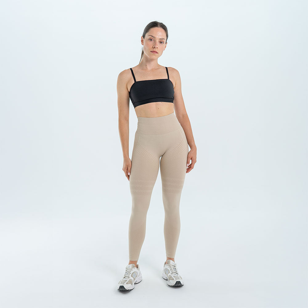 3D Sculpt Beige Leggings