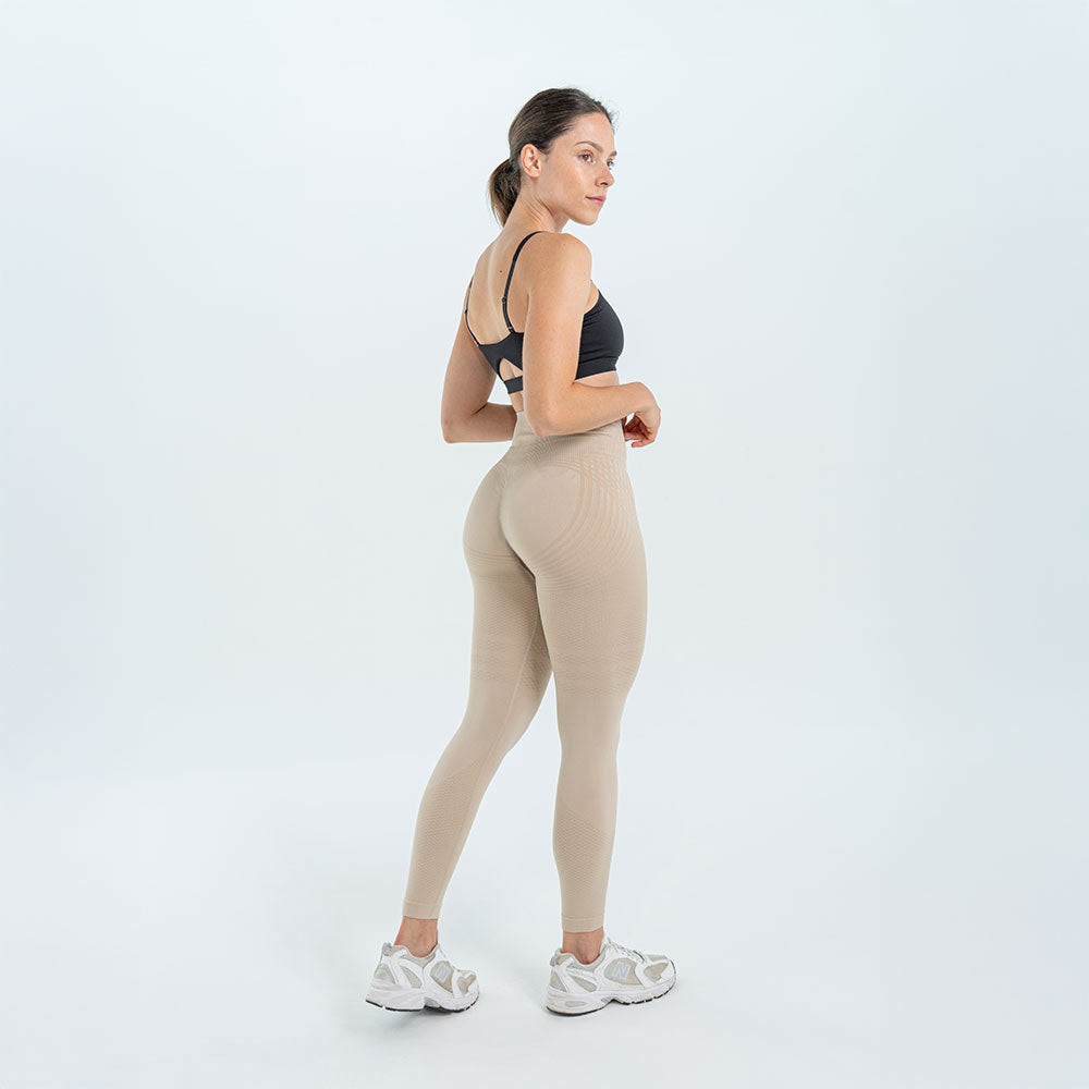 3D Sculpt Beige Leggings