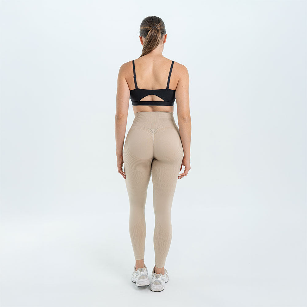 3D Sculpt Beige Leggings