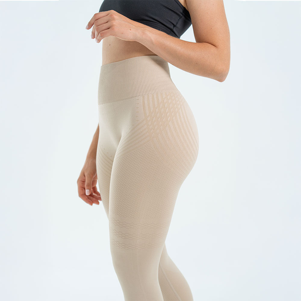 3D Sculpt Beige Leggings