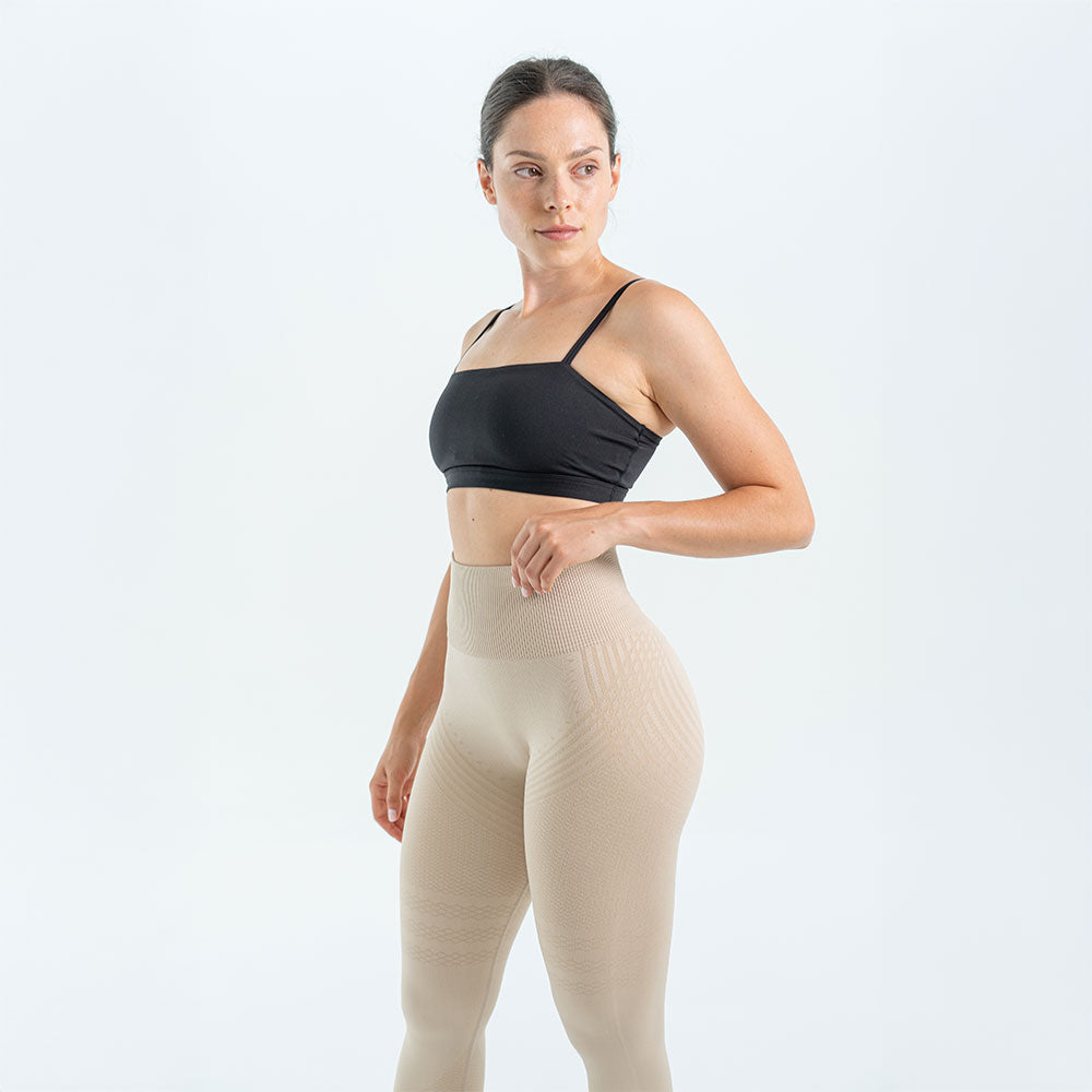 3D Sculpt Beige Leggings